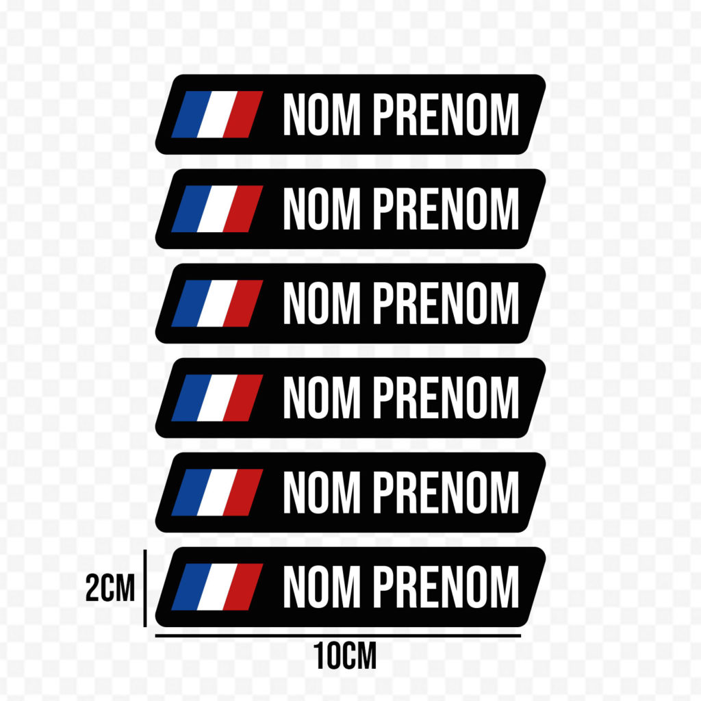 Sticker / Autocollant - Drapeau France Nom canne à pêche (lot de 6)