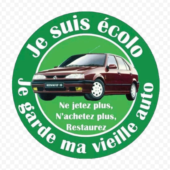 Vignette Crit'air Je suis écolo je garde ma vieille auto - Renault 19